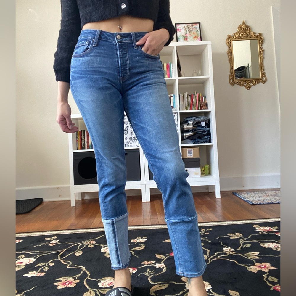 AEO Vintage High Rise Reverse Hem Jeans